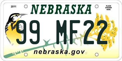 NE license plate 99MF22