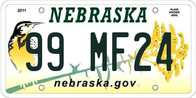 NE license plate 99MF24