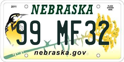 NE license plate 99MF32