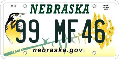 NE license plate 99MF46