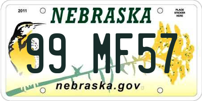 NE license plate 99MF57