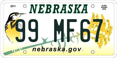 NE license plate 99MF67