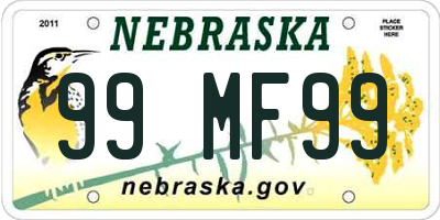 NE license plate 99MF99