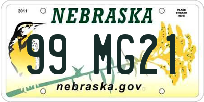 NE license plate 99MG21