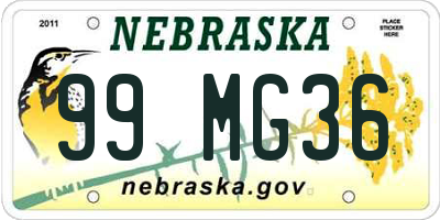 NE license plate 99MG36