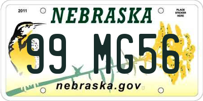 NE license plate 99MG56