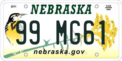 NE license plate 99MG61