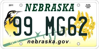 NE license plate 99MG62