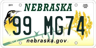 NE license plate 99MG74
