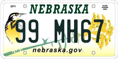 NE license plate 99MH67