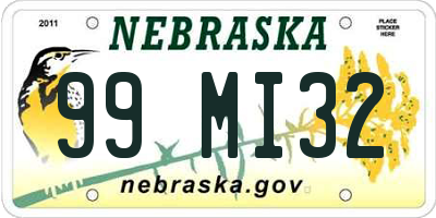 NE license plate 99MI32