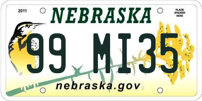 NE license plate 99MI35