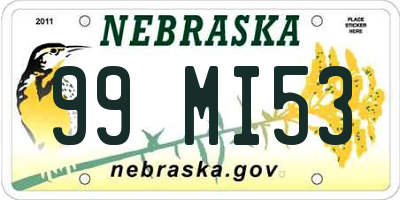 NE license plate 99MI53