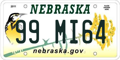 NE license plate 99MI64