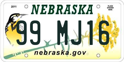 NE license plate 99MJ16