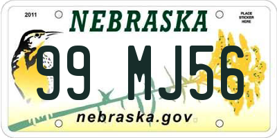 NE license plate 99MJ56