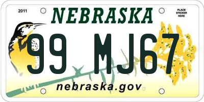 NE license plate 99MJ67