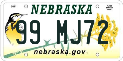 NE license plate 99MJ72