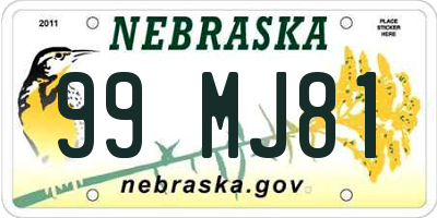 NE license plate 99MJ81