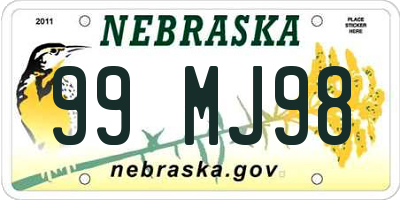 NE license plate 99MJ98