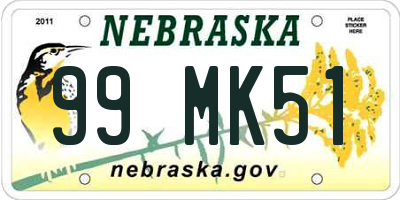 NE license plate 99MK51