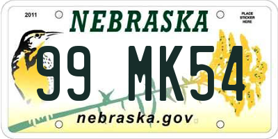 NE license plate 99MK54