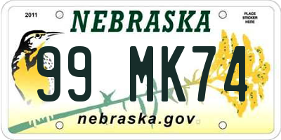 NE license plate 99MK74