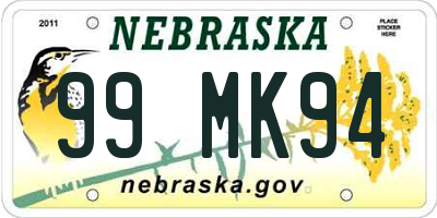 NE license plate 99MK94
