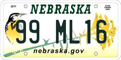 NE license plate 99ML16