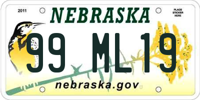 NE license plate 99ML19