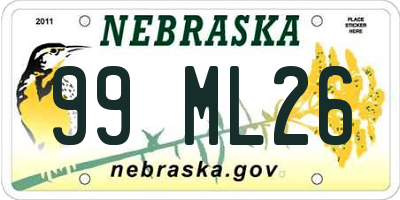 NE license plate 99ML26