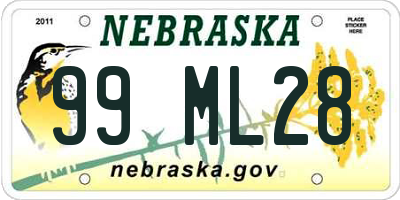 NE license plate 99ML28