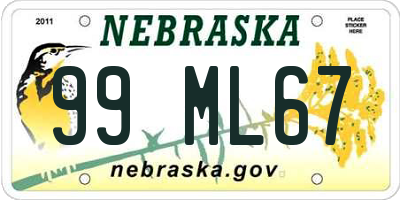 NE license plate 99ML67