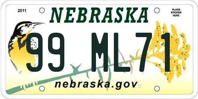 NE license plate 99ML71