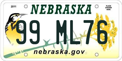 NE license plate 99ML76