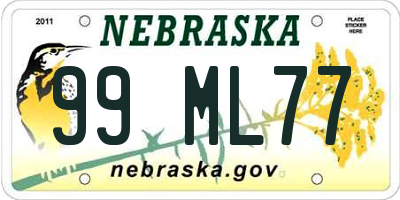 NE license plate 99ML77