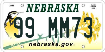 NE license plate 99MM73