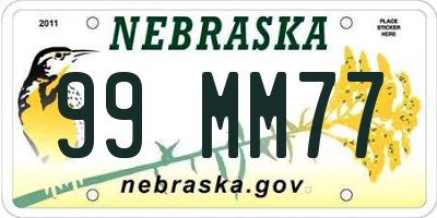 NE license plate 99MM77