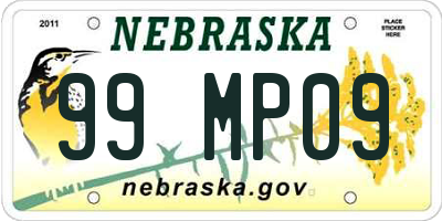 NE license plate 99MP09