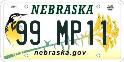 NE license plate 99MP11