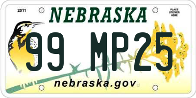 NE license plate 99MP25