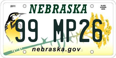 NE license plate 99MP26