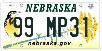 NE license plate 99MP31