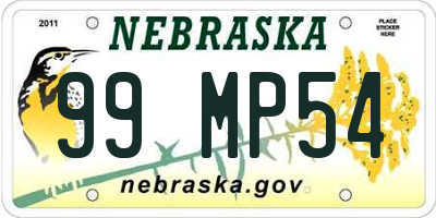 NE license plate 99MP54