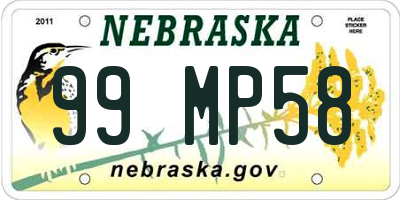 NE license plate 99MP58