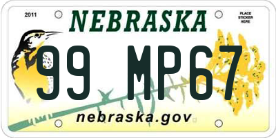 NE license plate 99MP67