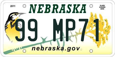 NE license plate 99MP71