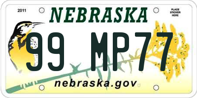NE license plate 99MP77
