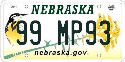 NE license plate 99MP93