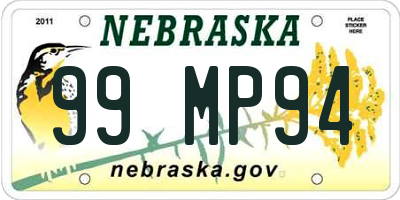 NE license plate 99MP94